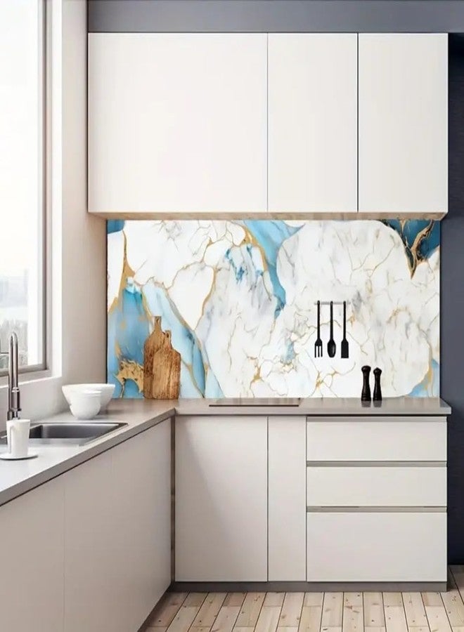 REZOVA Marble Waterproof Oil Proof Wall Paper Furniture Kitchen | Cabinets | Almirah | Tabletop,Table | WoodenTable | Wardrobe & PVC DIY Self Adhesive Sticker(60x200cm) (Golden Line) - Image 5